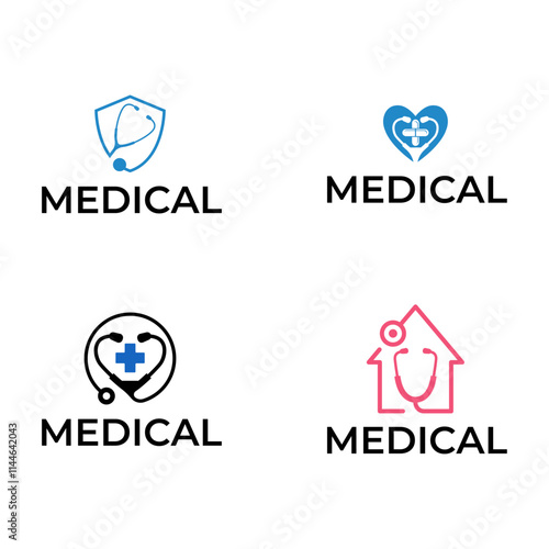 Set of Logo for health care stethoscope . Medical health care logo design.