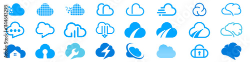 set of cloud logo design inspiration. cloud logos icon template vector set.