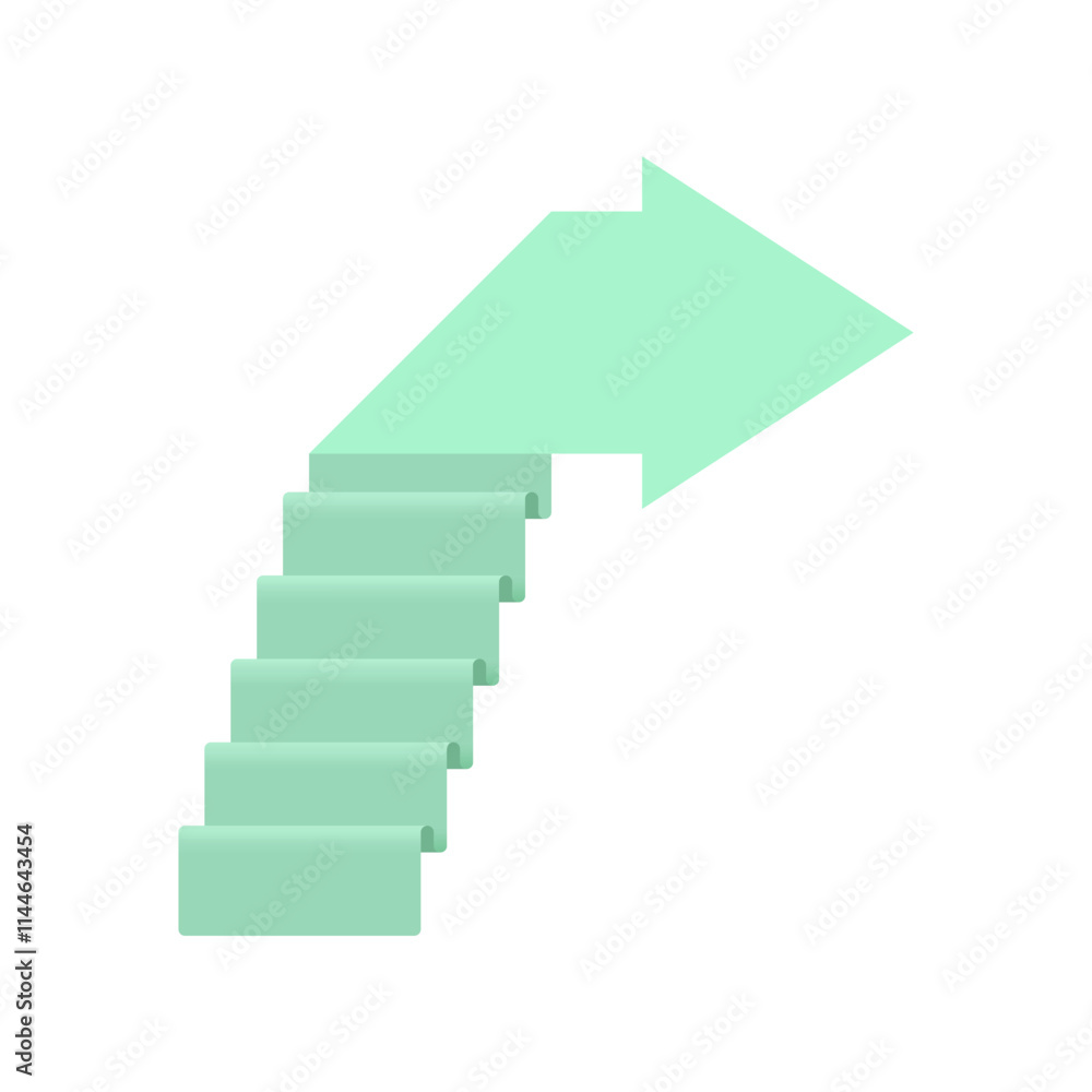 Green arrow with steps., stairs to success. Green arrow with steps., stairs to success.