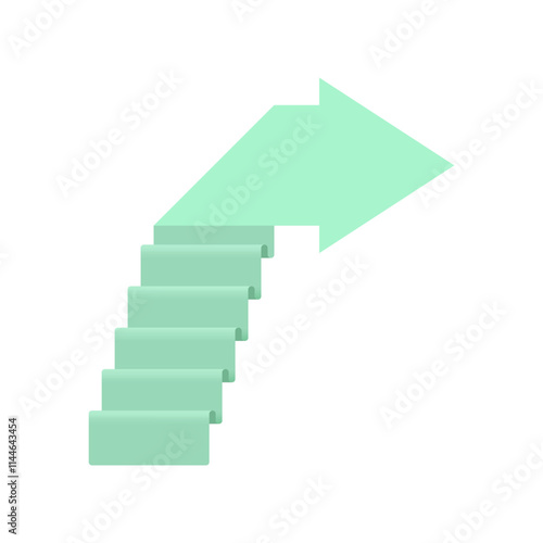 Green arrow with steps., stairs to success.