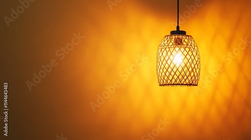 Warm Glowing Lamp with Soft Patterned Lighting Filling the Room