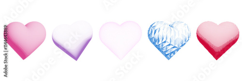 Wallpaper Mural Set of colored 3D hearts in halftone style. Trendy elements for collage, poster, design. Vector graphics isolated on white background. Torontodigital.ca