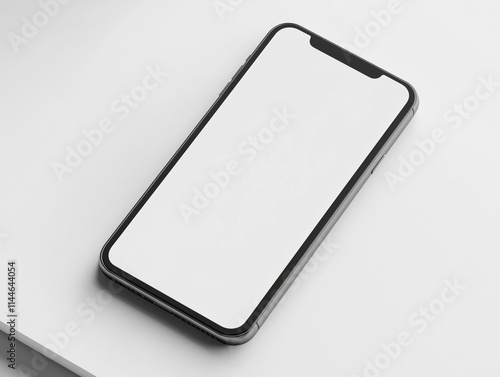 A high-resolution 3D mockup of a sleek smartphone with a minimalistic design. The image showcases the device's modern aesthetics on a clean white background.