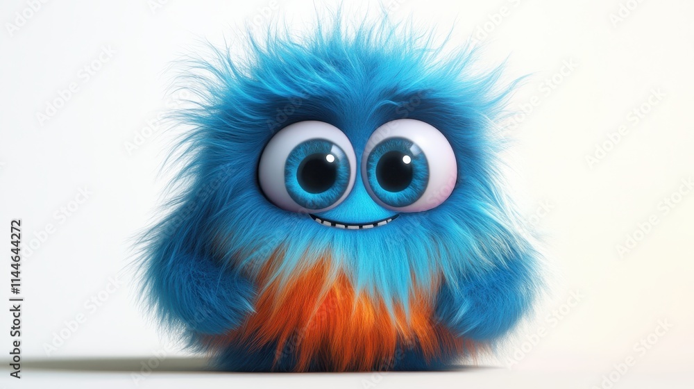 Cute and funny colored furry chrismas style monster 3D cartoon character. huge big eyes good smile furry and pretty on white background. Cute and funny colored furry chrismas style monster 3D cartoon character. huge big eyes good smile furry and pretty on white background.