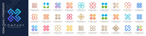 Set of letter X logo design vector. Modern futuristic abstract icon design collection