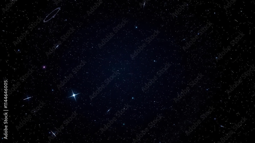 Obraz premium Starry night sky with glowing stars on dark background, stars, cosmos, space