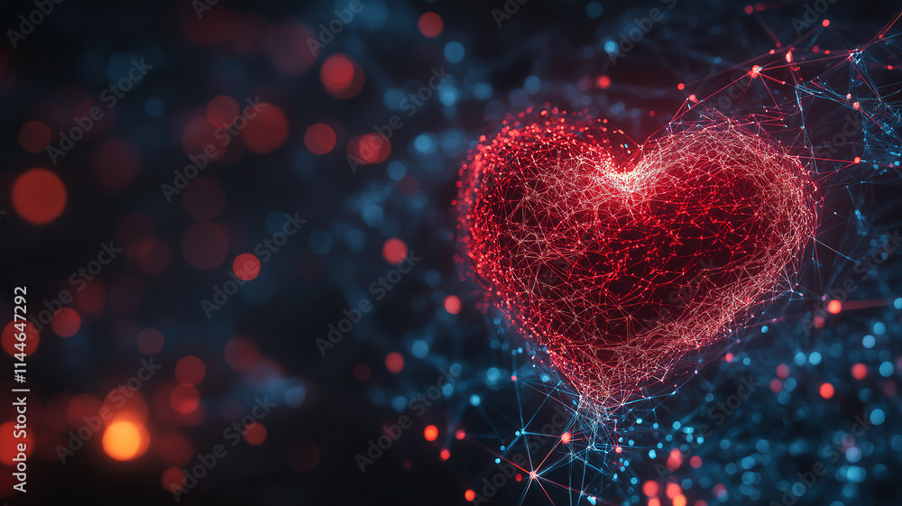 Digital Network with a Glowing Red Heart Symbolizing Love, Connection, and Modern Technology new year design featuring golden rabbit and paper fans symbolizing wealth and fortune Digital Network with a Glowing Red Heart Symbolizing Love, Connection, and Modern Technology new year design featuring golden rabbit and paper fans symbolizing wealth and fortune