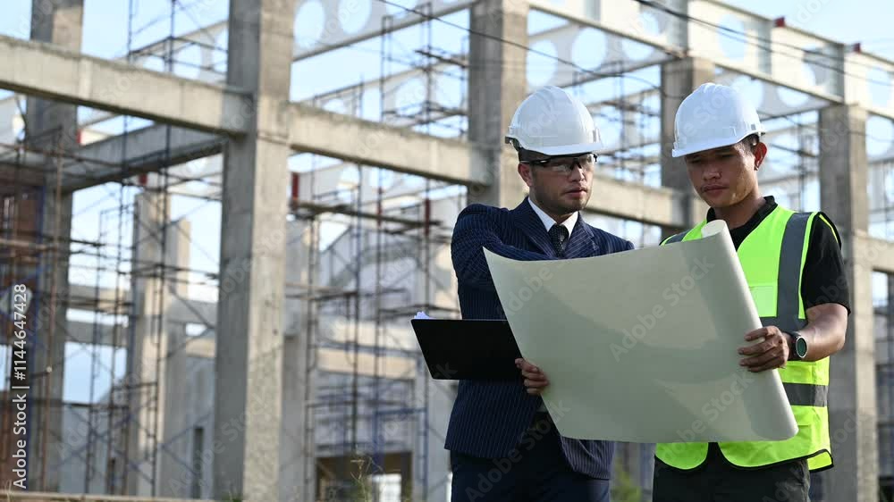 A Group of Construction Engineers Discussing the Project Plan at the Building Site,Collaborating with Architects on Structural Design and Civil Engineers Brainstorming Construction Strategies A Group of Construction Engineers Discussing the Project Plan at the Building Site,Collaborating with Architects on Structural Design and Civil Engineers Brainstorming Construction Strategies