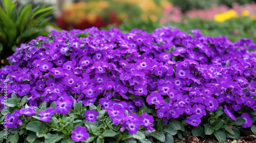 Obraz premium Vibrant Purple Flowers in Bloom at a Beautiful Garden Landscape