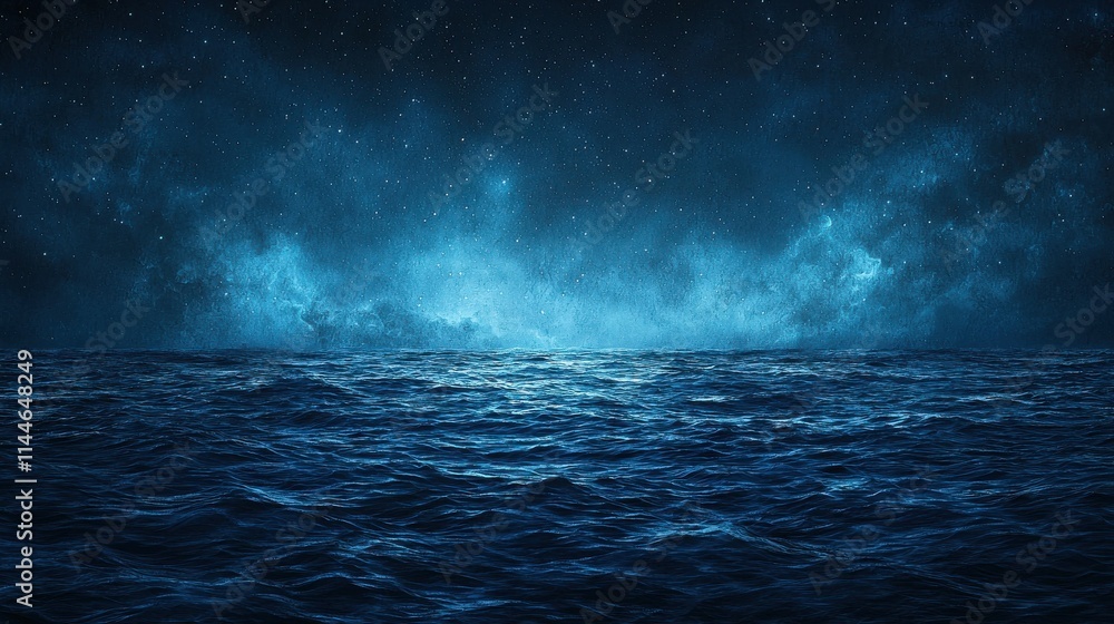 Twilight ocean waves under deep blue sky scenic landscape serene night view of nature Twilight ocean waves under deep blue sky scenic landscape serene night view of nature