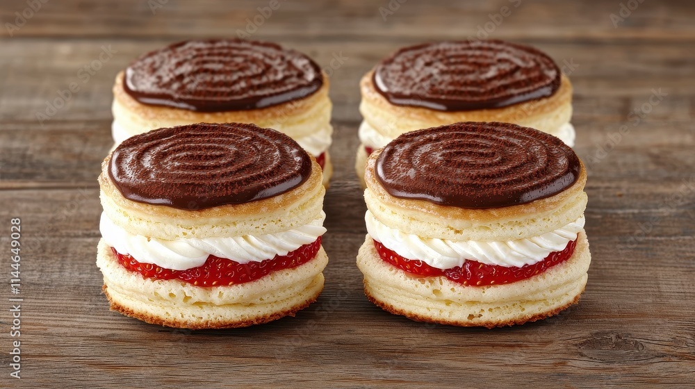 Delicious Strawberry Shortcakes with Chocolate Glaze Delicious Strawberry Shortcakes with Chocolate Glaze