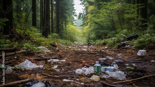 Litter-Strewn Park: Highlighting Environmental Neglect in Natural Spaces