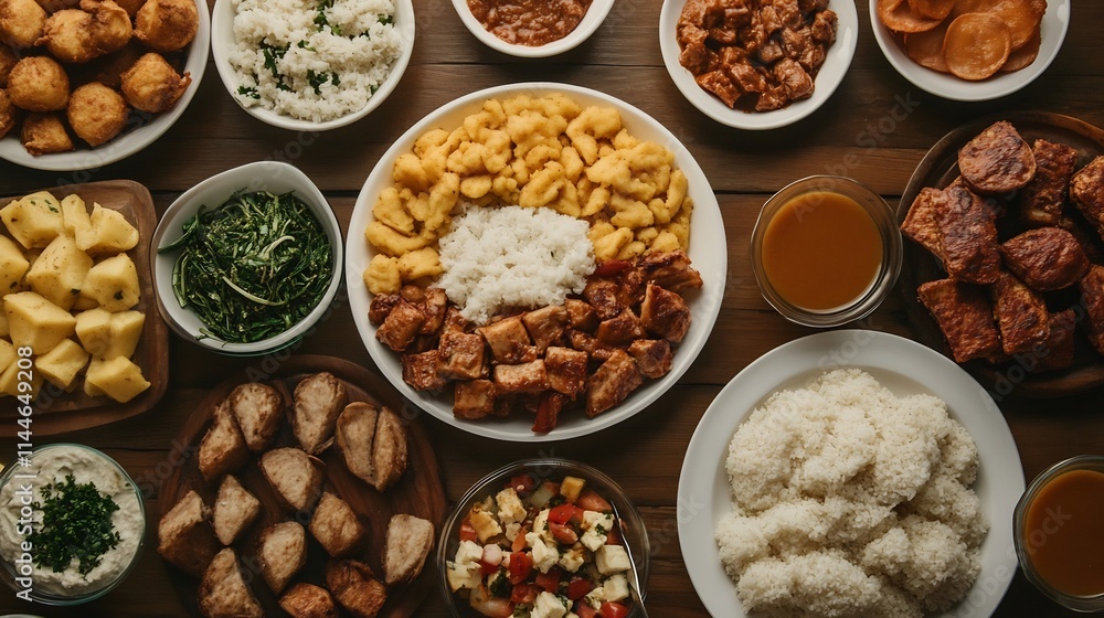 Abundant Feast of Traditional Brazilian Dishes for Family Abundant Feast of Traditional Brazilian Dishes for Family