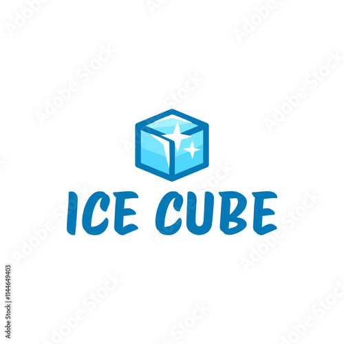 Ice cube logo design template.