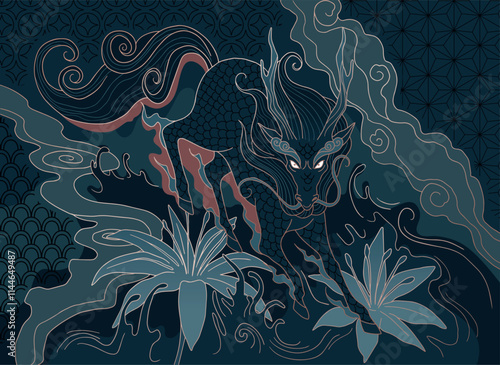 The Kirin, chimeral creature of Japanese folklore, fantasy	