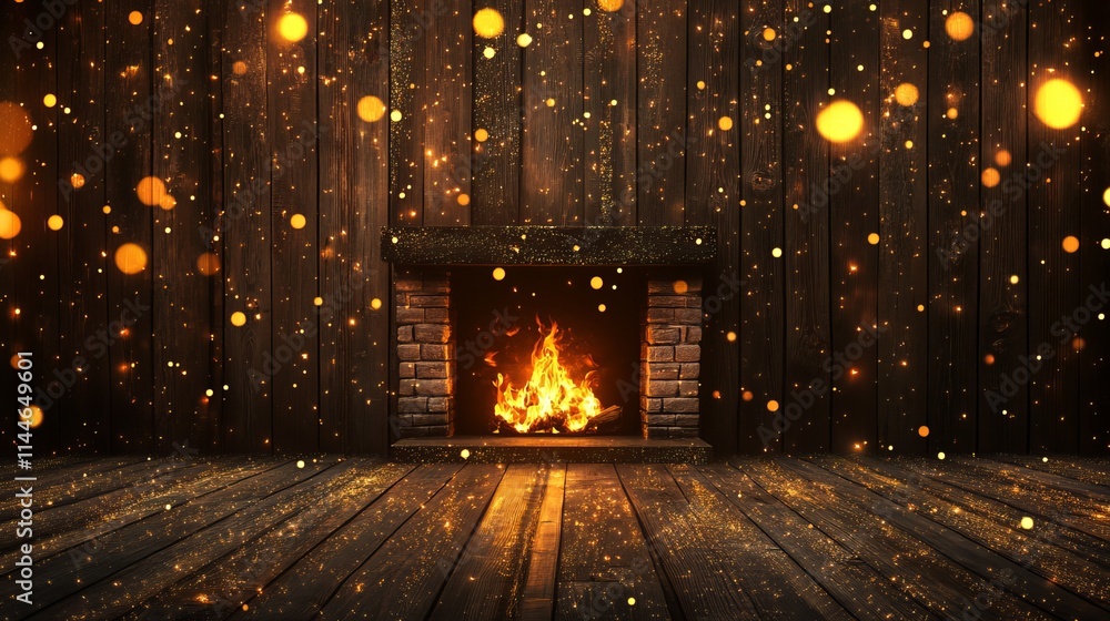 Obraz premium Christmas concept with fireplace