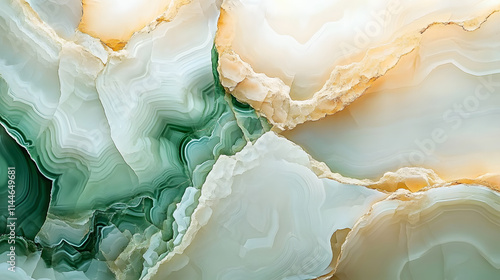 Elegant layers of onyx and agate feature creamy tones with subtle green highlights, enhancing any space