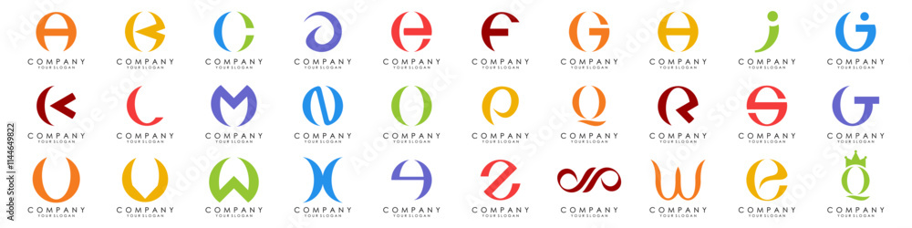 swoosh and rounded modern alphabet, trendy letters from A to Z swoosh and rounded modern alphabet, trendy letters from A to Z