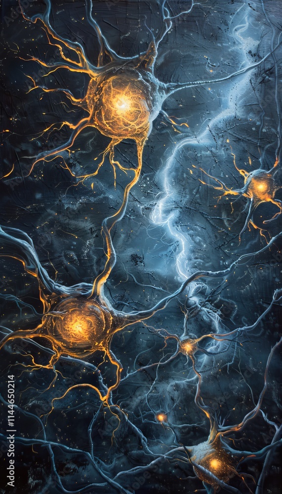 A striking image of radiant neuron cells representing mind evolution and cognitive advancement A striking image of radiant neuron cells representing mind evolution and cognitive advancement