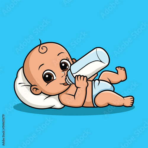 Cute Baby Sleeping On Cloud Pillow Cartoon Icon Illustration