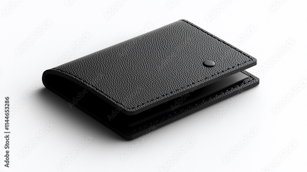 Black textured leather wallet on white background. Black textured leather wallet on white background.