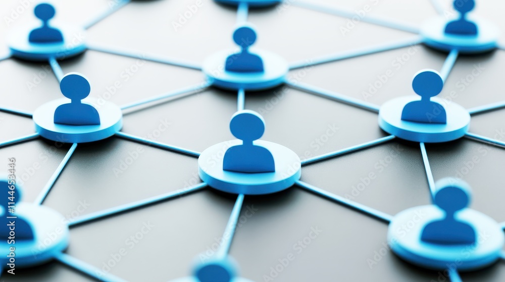 A network of blue user icons interconnected by lines, symbolizing social connections and relationships in a digital environment. A network of blue user icons interconnected by lines, symbolizing social connections and relationships in a digital environment.
