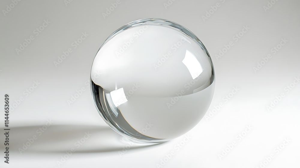 A transparent glass sphere on a white background, emphasizing refraction and light play for a sophisticated aesthetic A transparent glass sphere on a white background, emphasizing refraction and light play for a sophisticated aesthetic