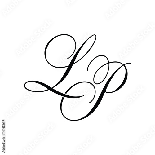 LP Calligraphy Monogram Initial Letters Logo