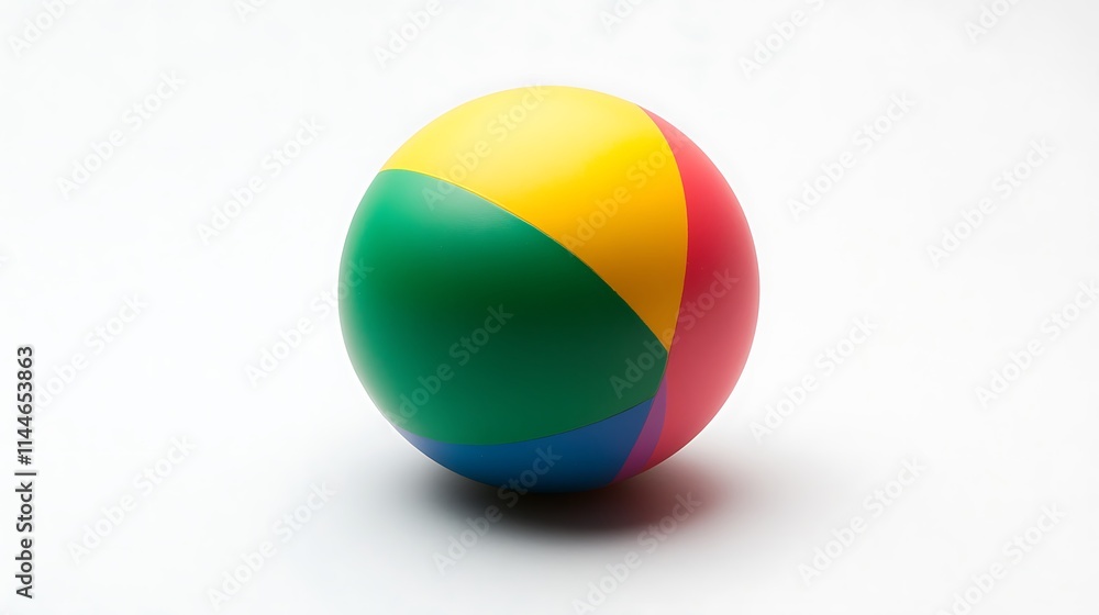 A vibrant rubber ball often seen in playgrounds placed on a clean white background, ideal for children's themes A vibrant rubber ball often seen in playgrounds placed on a clean white background, ideal for children's themes