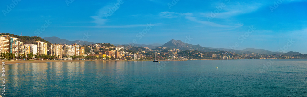 Obraz premium The long beautiful sandy beaches of Malaga, Andalusia, Spain
