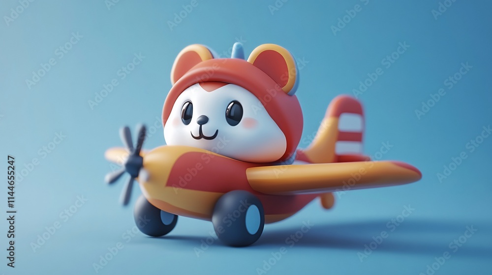 Cute cartoon bear pilot flying a small plane. Cute cartoon bear pilot flying a small plane.