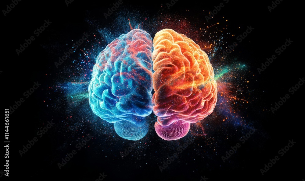 Obraz premium Creative brain having an explosion of consciousness. Concept of mental health and emotional well-being.