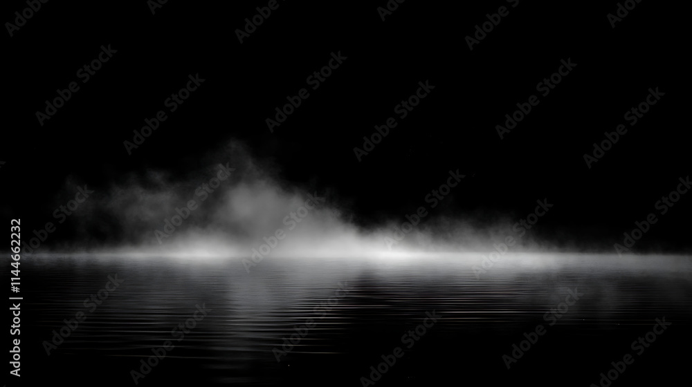 A dark lake at night surrounded by a mystical black forest A dark lake at night surrounded by a mystical black forest