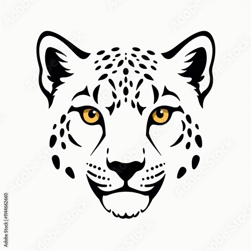 Snow Leopard Head Graphic Design, isolated on white background