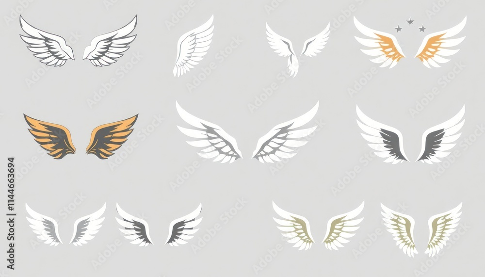 Set Of Different Stylized Wing Designs - Logos - symbols - Design Elements - Tattoo Wings Set Of Different Stylized Wing Designs - Logos - symbols - Design Elements - Tattoo Wings