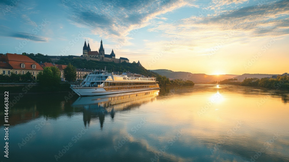 Fototapeta premium River cruises provide tranquil journeys along scenic waterways.