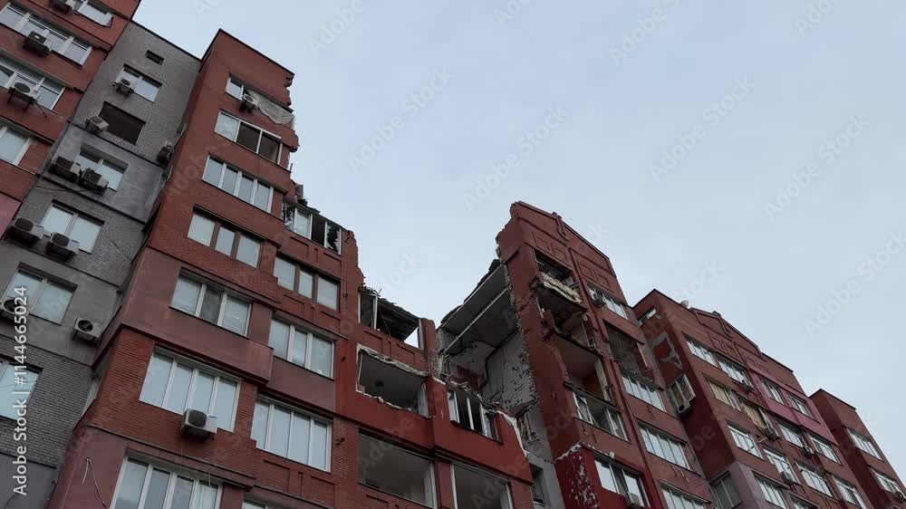 Russian missile hits residential building in Dnipro, Ukraine. Aftermath ...