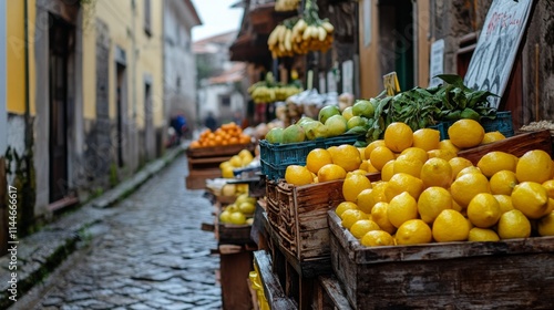 Vibrant Fruits at a Charming Street Market photo