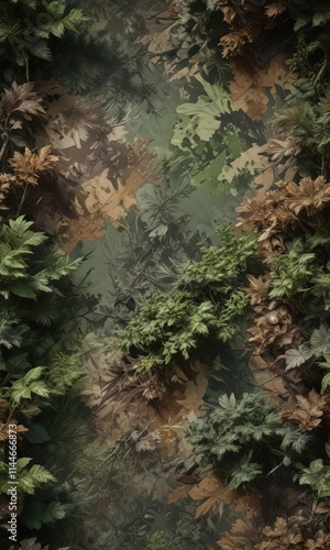 Forest camouflage design with green and brown shades, camo, military