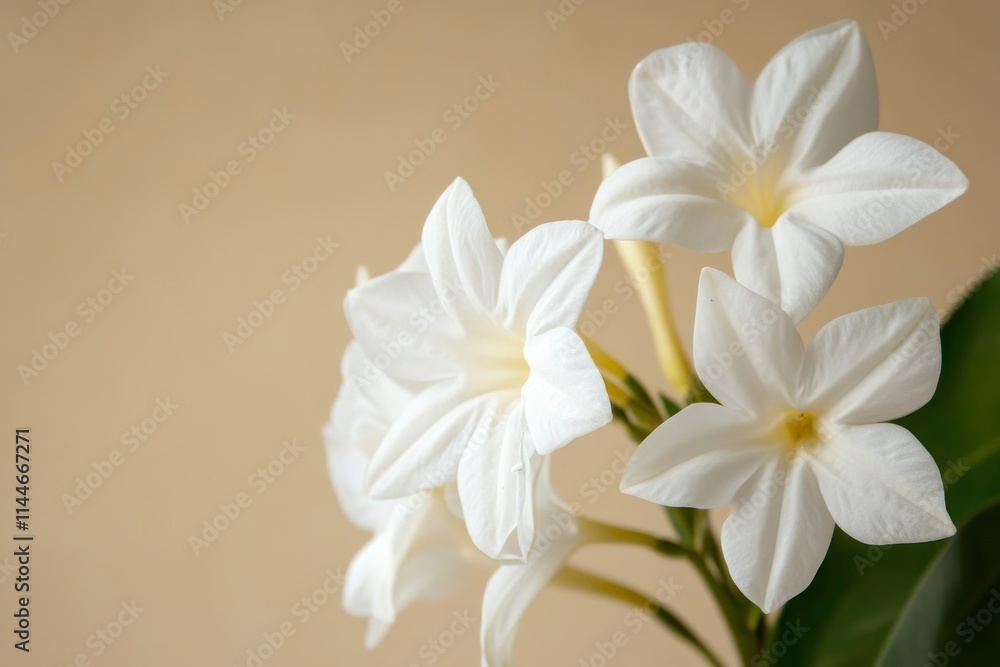 Delicate White Flowers Close-Up on Neutral Background Delicate White Flowers Close-Up on Neutral Background
