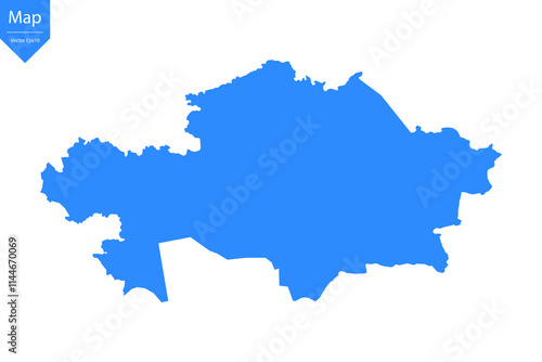 Blue map of Kazakhstan isolated on white background. Vector illustration eps10.