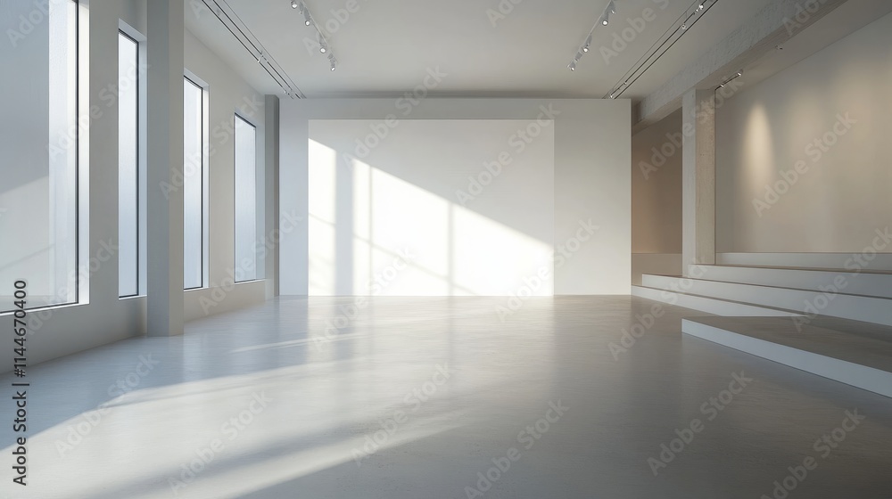 A modern photography studio with softbox lights, a blank backdrop, and a smooth floor, creating a professional environment A modern photography studio with softbox lights, a blank backdrop, and a smooth floor, creating a professional environment