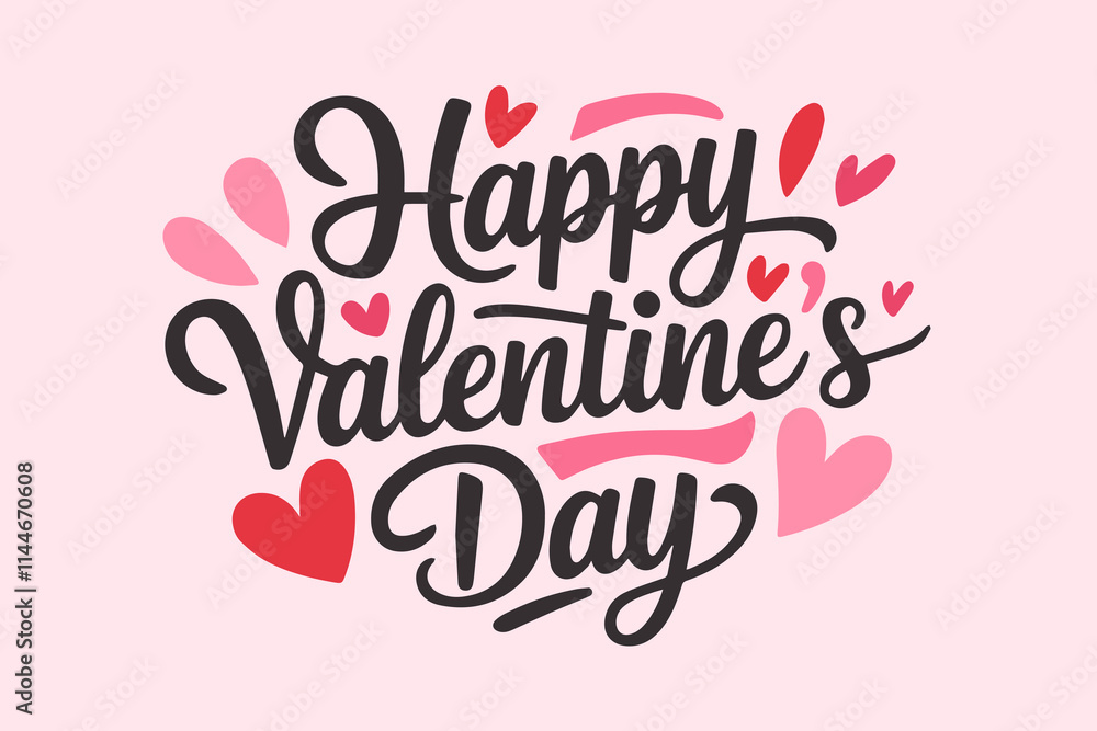 A handwritten text Happy Valentine's Day. Lettering. Colorful holiday banner. Vector illustration. A handwritten text Happy Valentine's Day. Lettering. Colorful holiday banner. Vector illustration.