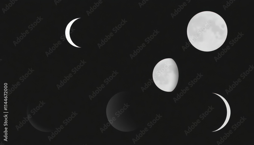 Obraz premium Icon set of moon shapes