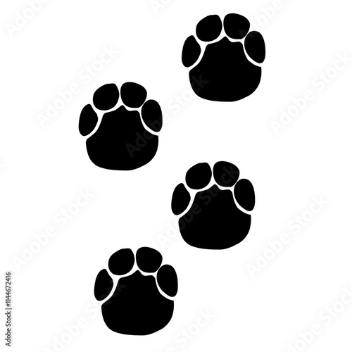 wild wood animal tracks. Animal paw prints, vector different animals footprints black on white illustration. 