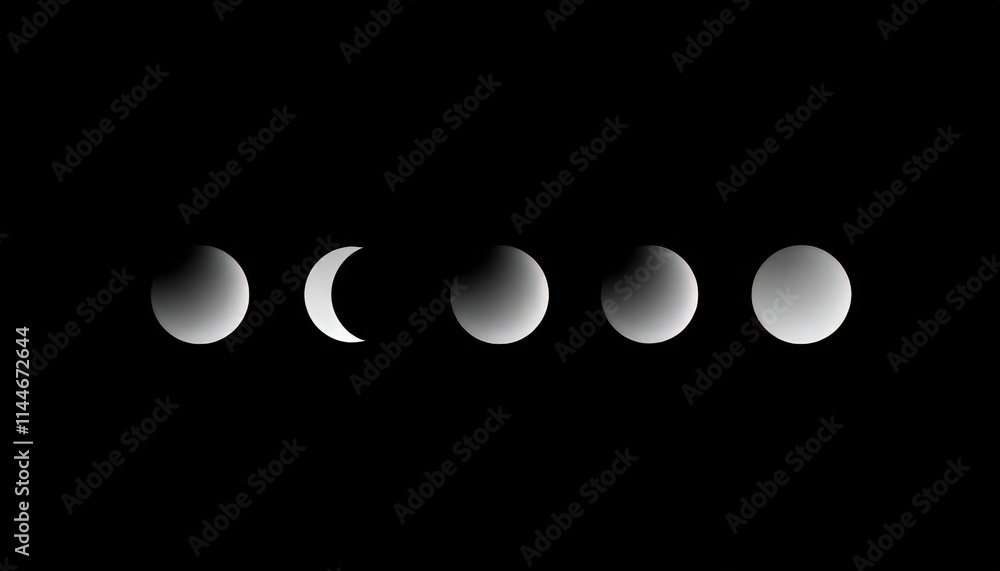 Icon set of moon shapes Icon set of moon shapes