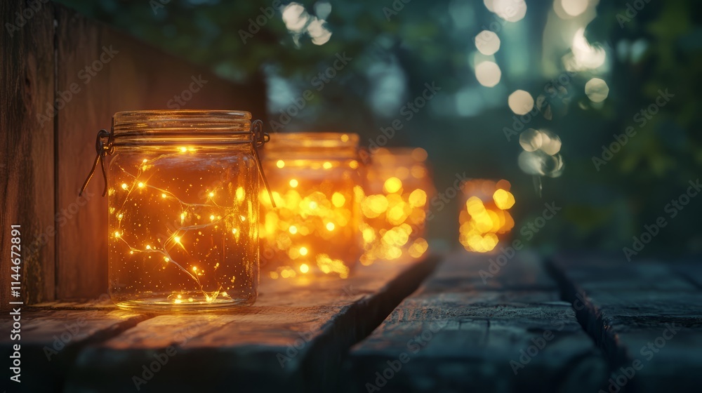 Fairy Lights. Twinkling fairy lights in jars or containers. Copy Space Fairy Lights. Twinkling fairy lights in jars or containers. Copy Space