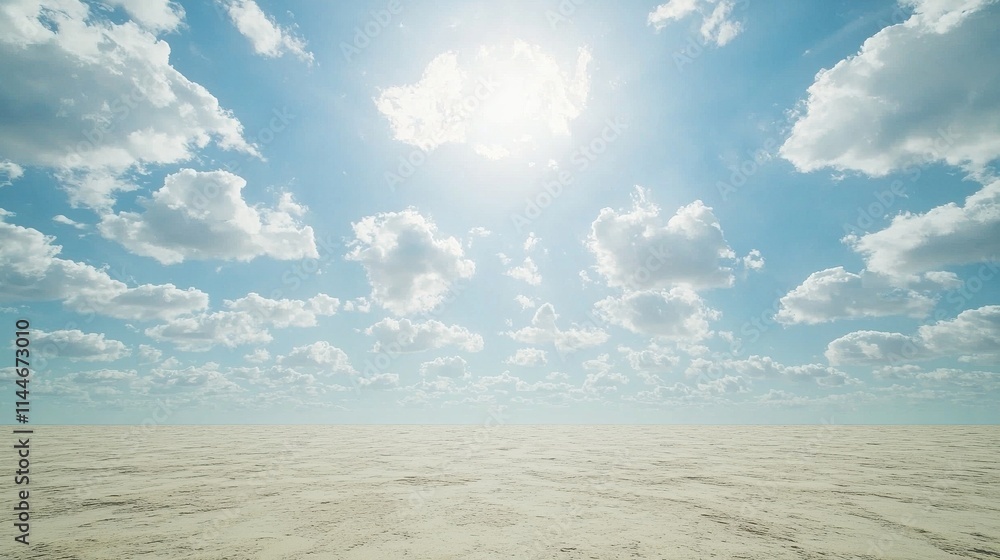 Bright afternoon sky with fluffy clouds over serene landscape nature scene tranquil environment expansive viewpoint Bright afternoon sky with fluffy clouds over serene landscape nature scene tranquil environment expansive viewpoint