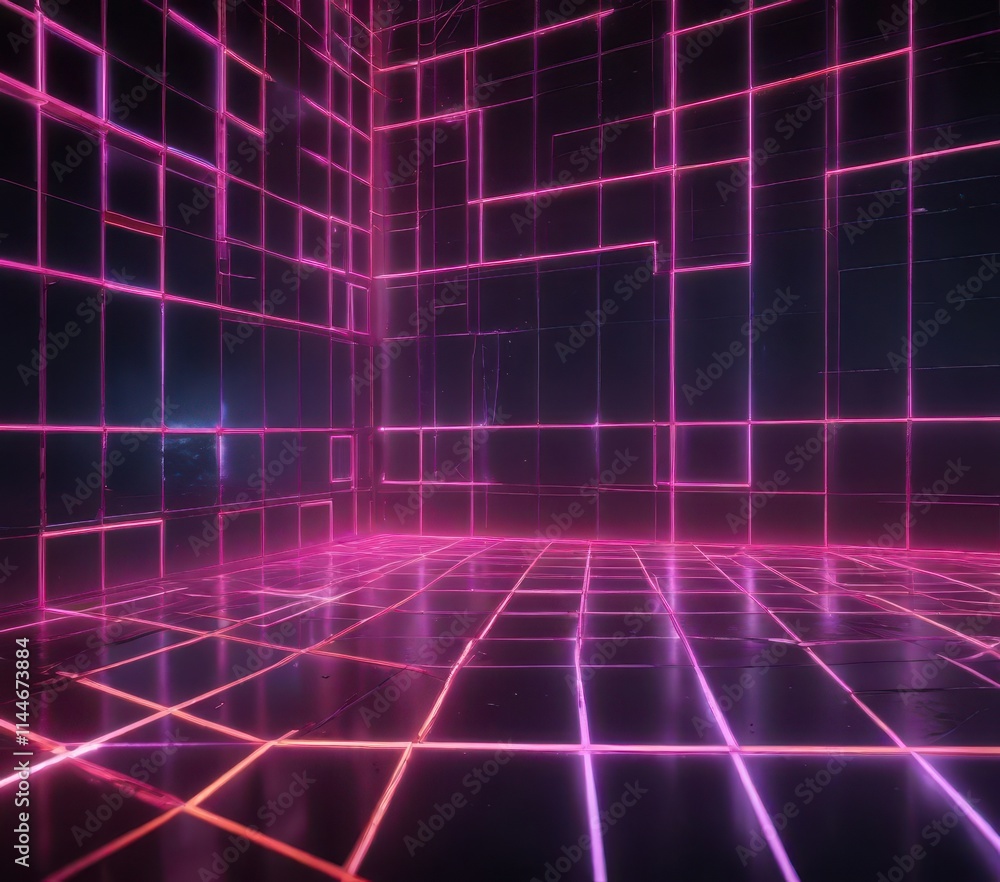 Glowing neon grid, abstract shapes, vibrant hues, fantasy, shapes, background Glowing neon grid, abstract shapes, vibrant hues, fantasy, shapes, background