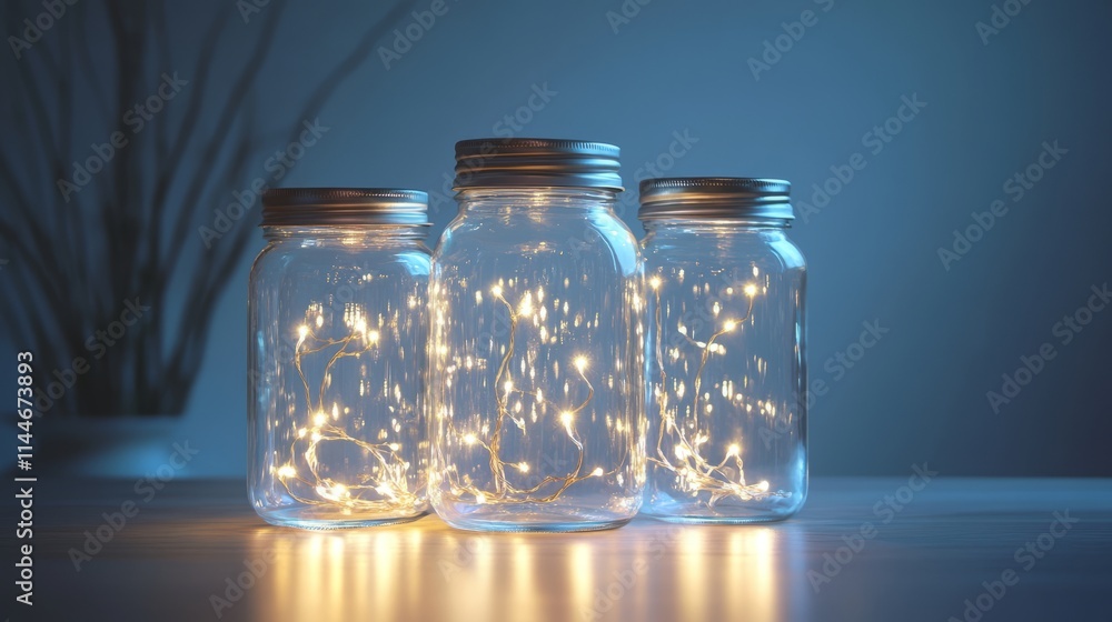 Fairy Lights. Twinkling fairy lights in jars or containers. Copy Space Fairy Lights. Twinkling fairy lights in jars or containers. Copy Space